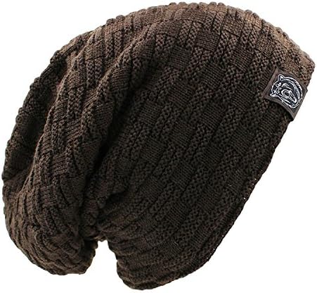 Donna Pierce Solid Design Skullies Bonnet Winter Hats For Women Men Beanie Men's Faux Fur Warm Baggy Knitted Knit Winter Hat Caps Coffee