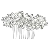 EVER FAITH® Bridal Flower Cream Simulated Pearl Clear Austrian Crystal Hair Comb