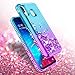 Wallme Samsung Galaxy A20 Case/A30 Phone Case W/Tempered Glass Screen Protector[2 Pack],Glitter Diamond Cute Hearts Flowing Sparkle Bling Bling Case for Girls/Women-Teal/Purple