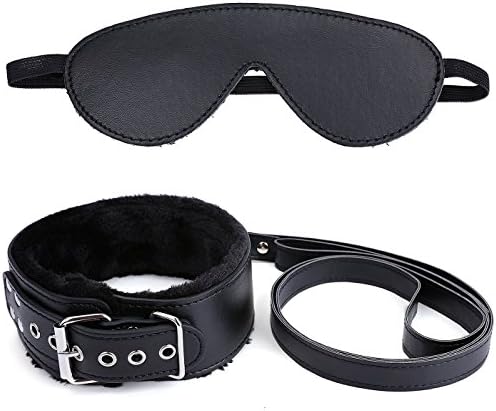 UWIME The Restraints Straps Exercise Bands Kit With Adjustable Fur Leather Cuffs Blindfold for Cosplay