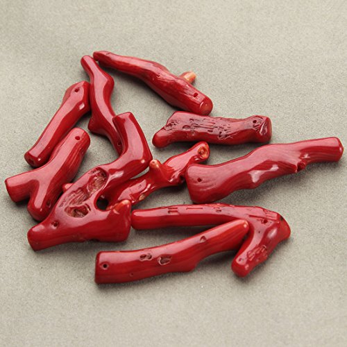Linsoir Beads Small Stick Coral Beads Red Branch Coral Beads Baroque Coral Pendants 2-4CM Pack of 5 - Thumbnail 2