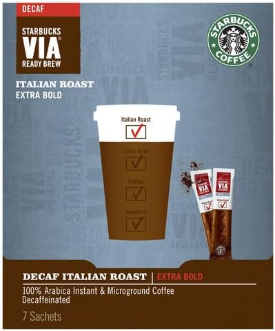 Starbucks VIA Decaffeinated Coffee 7 Sachets (Pack of 12, Total 84 Sachets)