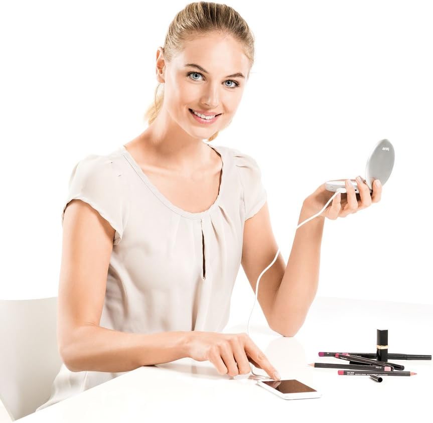 Beurer BS 39 Illuminated Cosmetic Mirror with Power Bank 2 Mirrors and Automatic Lighting, White, 99.1L x 1W cm - Image 5