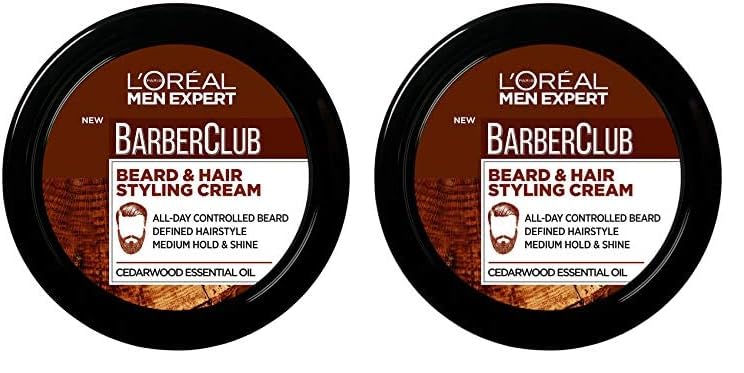 L'Oreal Men Expert Barber Club Beard & Hair Styling Cream, 75ml (Pack of 2)