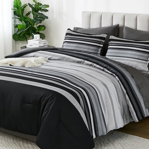Dobuyly Boho Striped Comforter King Bedding Set