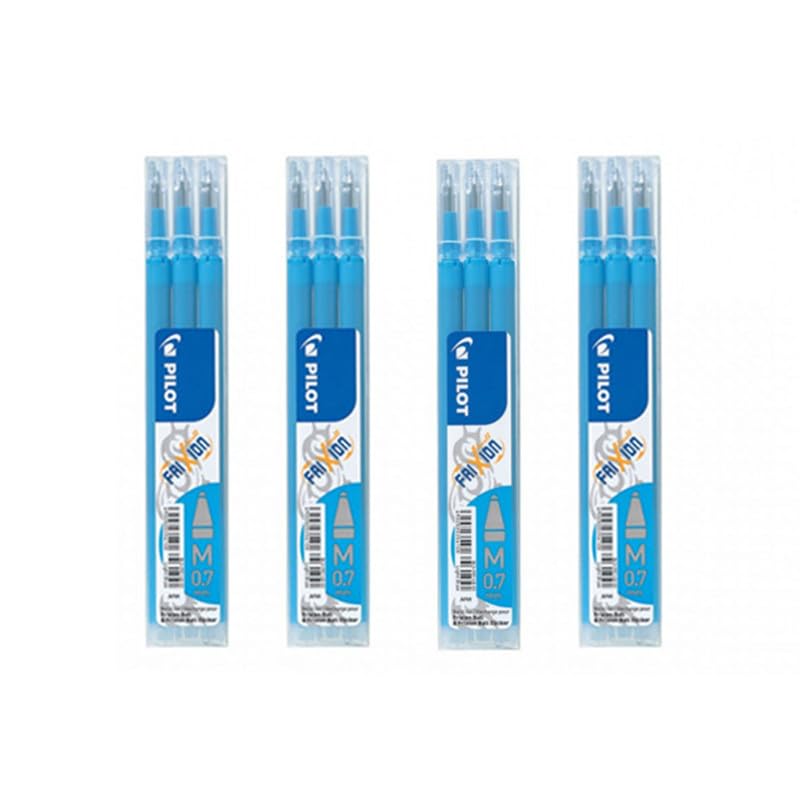 Pilot FriXion Rollerball Pens - 4 Refill Packs of 3 light blue