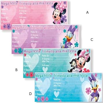 Cromo Nb Srl 15 Inviti Compleanno Minnie Paperina A