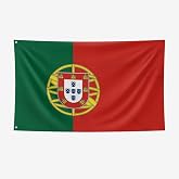 Nacilerto Portugal Flag 3x5FT,Vivid Colors,Double Stitched,Sturdy 100D Polyester,Portuguese National Flags with 2 Brass Grommets for Indoor Outdoor.