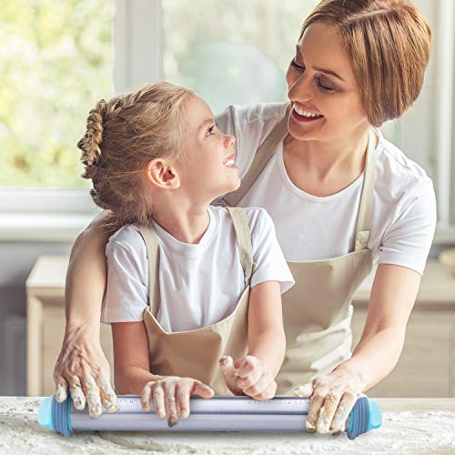 Fondant Rolling Pin and Baking Mat - Stainless Steel Dough Roller with Removable Rings for Perfect Thickness, Great for Making Pizza, Pasta, Cookies Dough, Fondant Cake and More, Easy To Use & Clean - Thumbnail 5