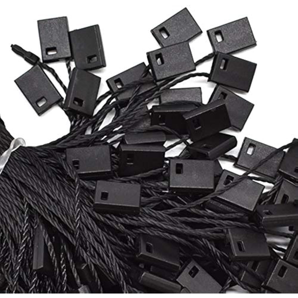 Black Hang Tag String 7" 1000Pcs Nylon Snap Lock Pin Loop Fastener Hook
