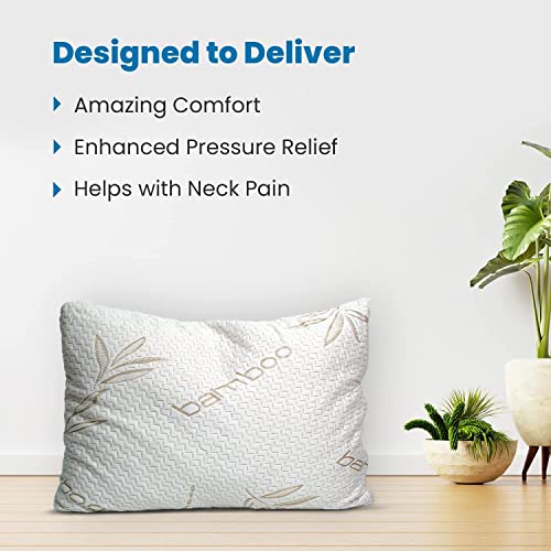 Sleepsia Bamboo Pillow King Size Shredded Memory Foam Neck Support