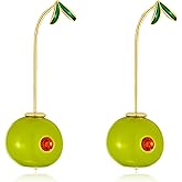 Green Olive Drop Earrings for Women Gold Plated Enamel & Crystal Fruit Statement Dangle Earrings Cute Fun Earring Holiday Party Jewelry Gift