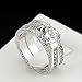 Womens Wedding Engagement Bands Ring Sets 18K White Gold Plated Princess Cut Eternity Solitaire CZ Crystal Best Anniversary Promise Rings Size 8