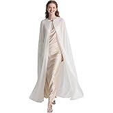 Joukavor Elegant Chiffon Cape with Heart Clasp for Women Wedding Bridal Halloween Cosplay