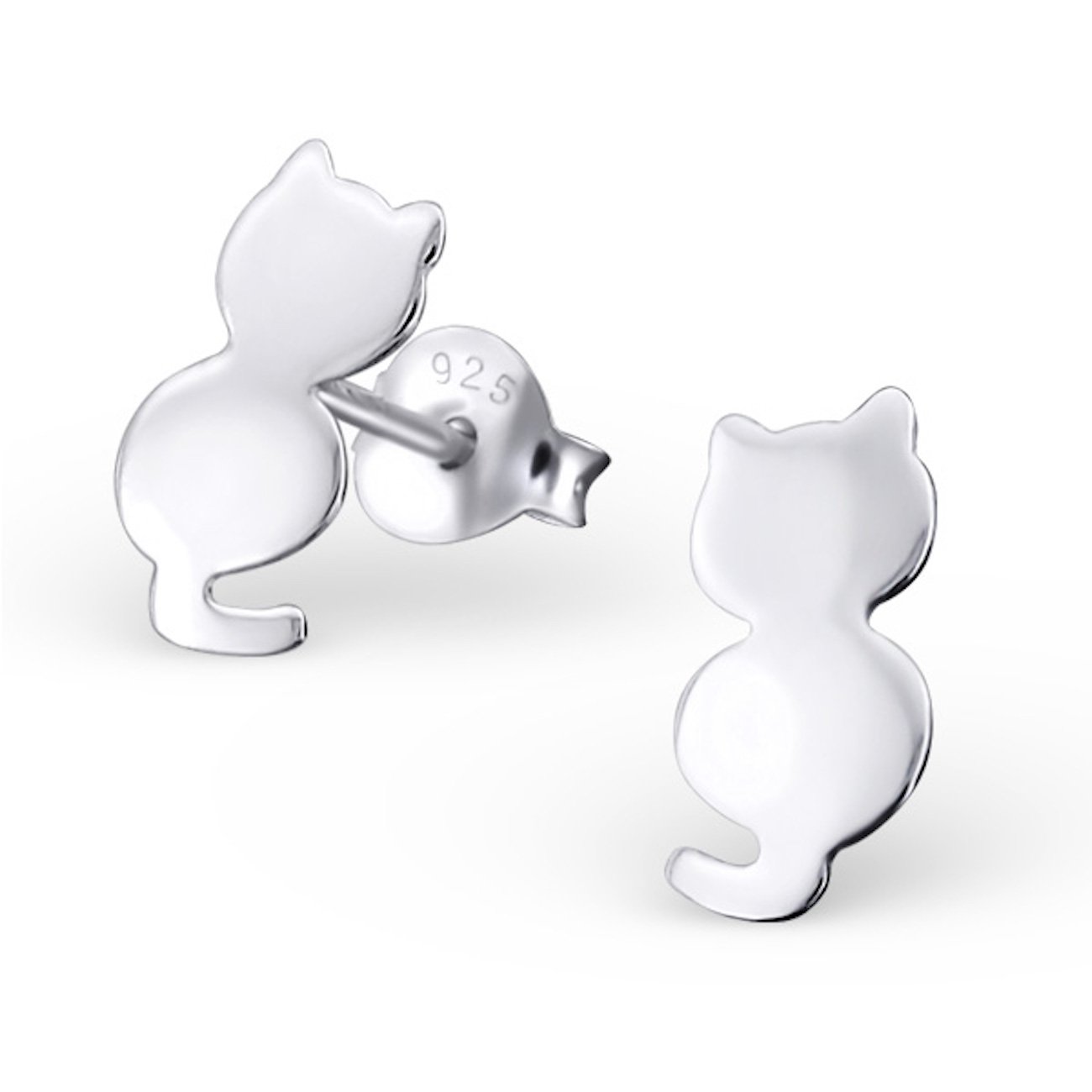 925 Sterling Silver Cat Stud Earrings for Women & Girls – Cute Kitty Jewellery Gift – Hypoallergenic, Nickel-Free – The Rose & Silver Company