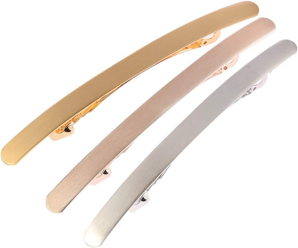 Lurrose Brushed Metal Ponytail Clips Set of 6 Slim Long Hair Barrettes with Spring Pins for Women and Girls Everyday Styling Party Hair Accessories - Image 4