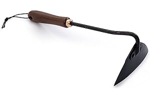 Barebones Triangle Hoe - Stainless Steel Hoe - Japanese Gardening Tools for Weeding, Long Handle and Hand Hoe (Walnut/Black)
