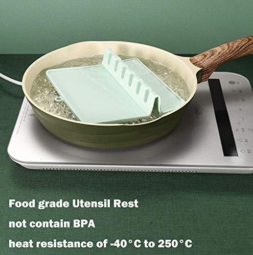 Silicone Spoon Rest for Kitchen Counter,Spoon Holder for Stove Top,Kitchen Utensil Holder with Drip Pad, Cooking Utensil rest with Hang Hole