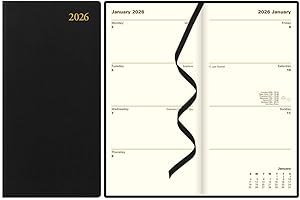 Letts of London® 2026 Signature Weekly/Monthly Planner, 12 Months, January to December, Bonded Leather, Slim Size, 6.625" x 3