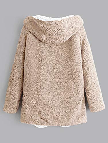 zaful hooded open front lamb wool coat
