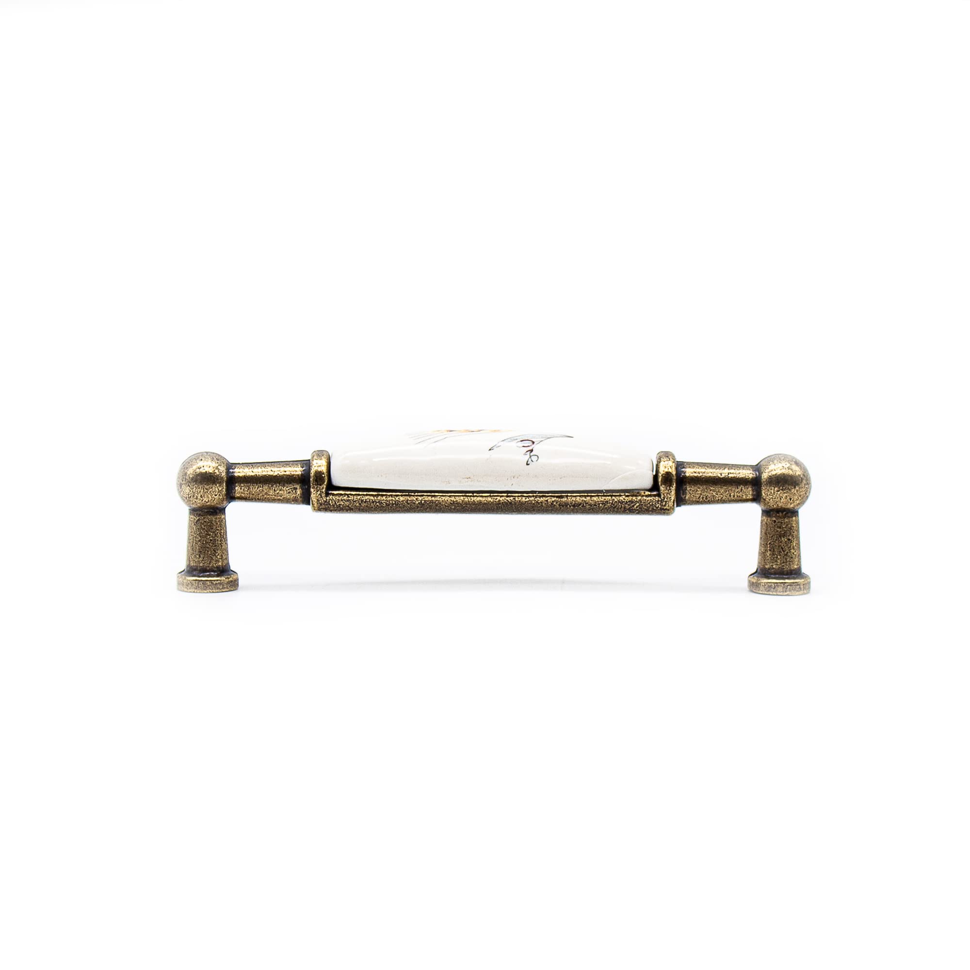 DOJA Barcelona Vintage Furniture Handles 2 Antique Handles Furniture - Country House Motif | 106 x 26 x 19 mm | Zinc Alum and Porcelain Furniture Knobs | Handles Cupboards, Furniture Handles