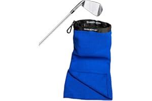Club Scrub Towel Pro, Golf Club and Ball Cleaning Pouch with Attached Towel, Waterproof Exterior, Clean Face Technology Liner, Machine Washable, Cleans Club Grooves, Waffle-Weave Microfiber