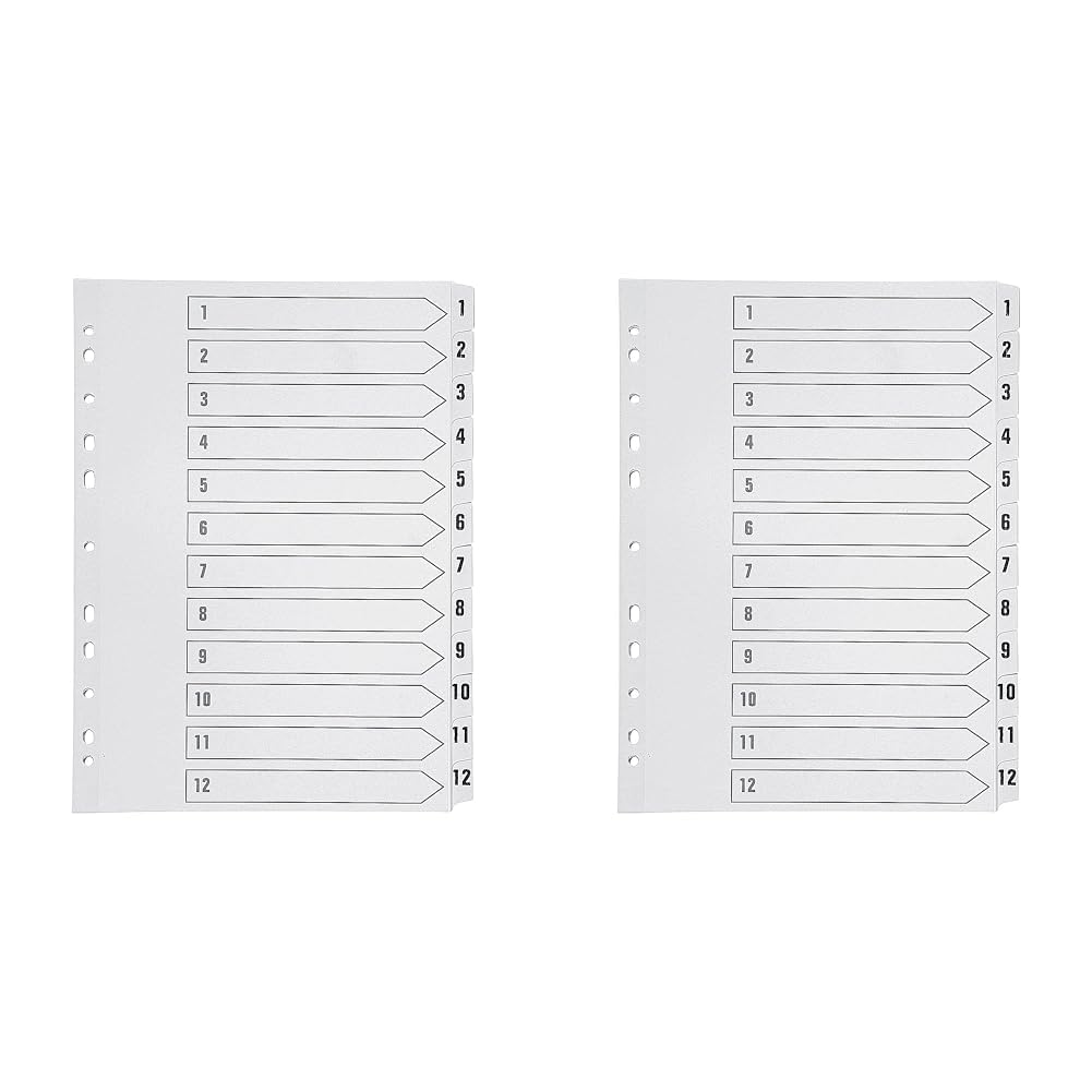 Q-Connect 1-12 Index Multi-Punched Reinforced Board Clear Tab A4 White KF01529 (Pack of 2) — image 1