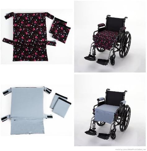 Wheelchair Solutions WEGS010 Wheelie Expressions Black with Guitars Pattern &amp; Dark Grey Solid Wheelchair Replacement Cover