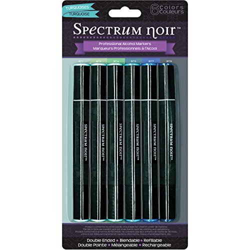Crafter s Companion Spectrum Noir Alcohol Markers, Turquoises, 6 Per Package
