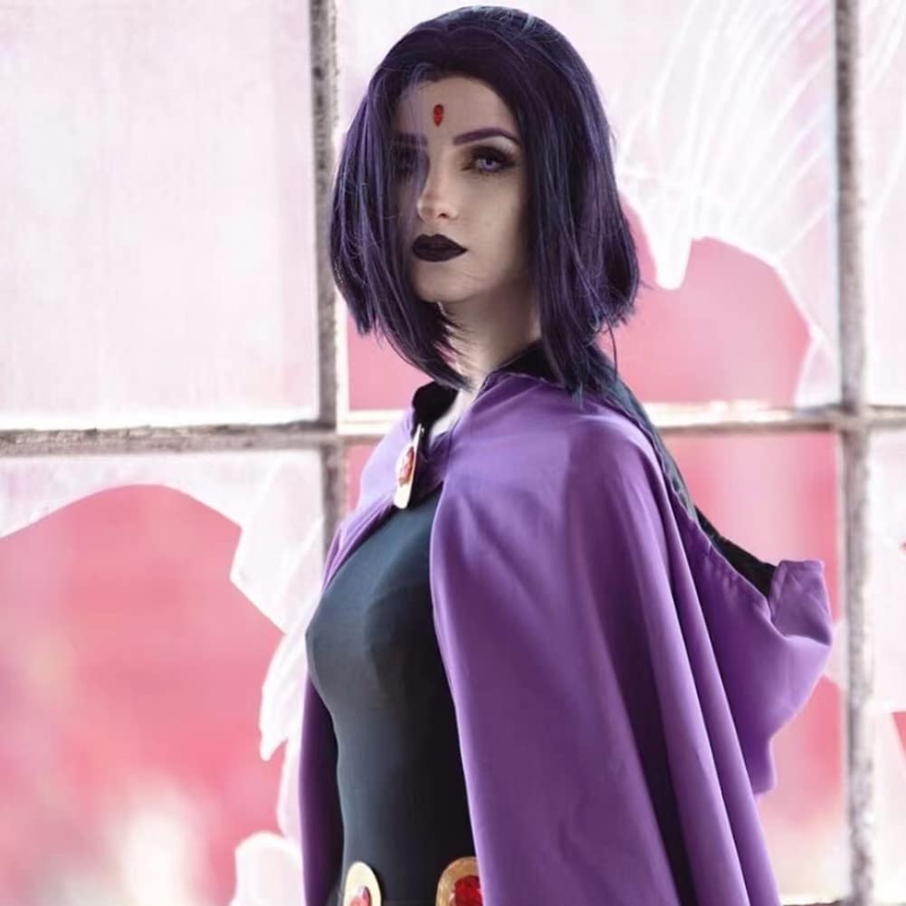 AFBeauty Purple Short Bob Wig for Women Synthetic Lace Front Bob Wig Shoulder Length Free Part Wig Heat Resistant Fiber Cosplay Drag Queen 14’’