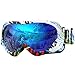 OutdoorMaster Kids Ski Goggles - Helmet Compatible Snow Goggles for Boys & Girls with 100% UV Protection (Color pattern Frame + VLT 15% Grey Lens with Full REVO Blue)
