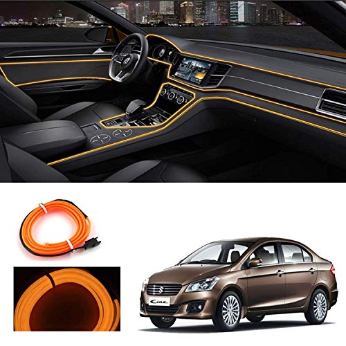 Semaphore LED Strip Lights for Cars Interior, EL Wire | Neon Red | 5m / 16.4ft | Decorative Light | Cold Light | Dashboard Light | Atmosphere Lamp | Ambience Lamp Orange for Maruti Gypsy