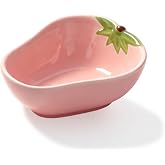 PENCK Small Guinea Pig Food Bowl Strawberry-Shaped Cute Ceramic Hamster Water Bowl Ferret Rat Chinchilla Rabbit Feeding Dish Young Animal Feeder(Pink)