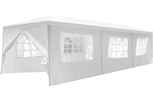 BESTMASSAGE Canopy 10'x30' Party Tent Heavy Duty Outdoor Gazebo Wedding Party Tent with 8 Removable Sidewalls Waterproof UV Resistant for Wedding Camping Shelter BBQ,White