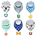 PandaEar Baby Bandana Drool Bibs 6-Pack with Teething Toys, Super Absorbent, 100% Organic Cotton, Neutral Color for Boys & Girls (Neutral)