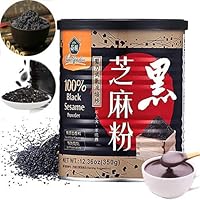 100% Black Sesame Seeds Powder, No Sugar, Low Temp Roasted, HALAL, NON-GMO, Black Sesame Paste Made in Taiwan 12.36oz…