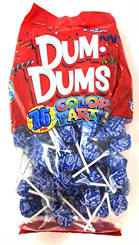 Dum Dums Color Party - 75 Individually Wrapped Pops (Blue)