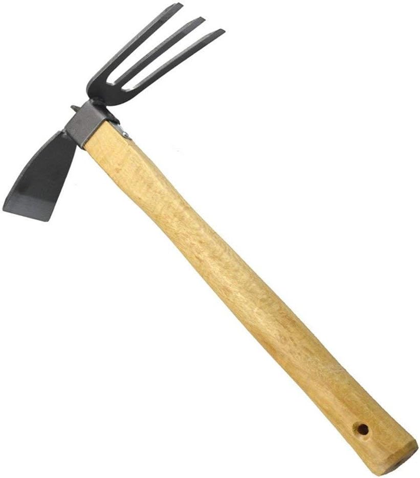 JYT-TOOLS Garden Tool Gardening Digging Hoe Dual-use Hoe and Rake 2 in 1 Carbon Steel Head Wooden Handle Durable Thick Vegetable Flower Planting Digging Gadget : Garden & Outdoor