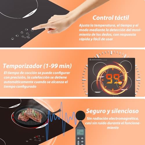 Placa cerâmica de 4 bocas, placa cerâmica de 60cm, 6000W