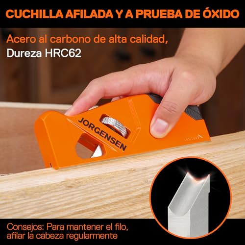 JORGENSEN Chamfer Plane for Woodworking, Edge Corner Flattening Tool for Wood, 45° Manual Manual Planer with 4 Cutting Heads for Fast Wood Trimming