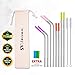 SEIVAN Straws Set of 8 Stainless Steel Rose Gold Metal Straws with Silicone Tip - Metal Drinking Straws for 30oz 20oz Yeti RTIC Tumbler - 8 Steel Straws, 12 Silicone Tips, 2 Cleaning Brush, Pouch