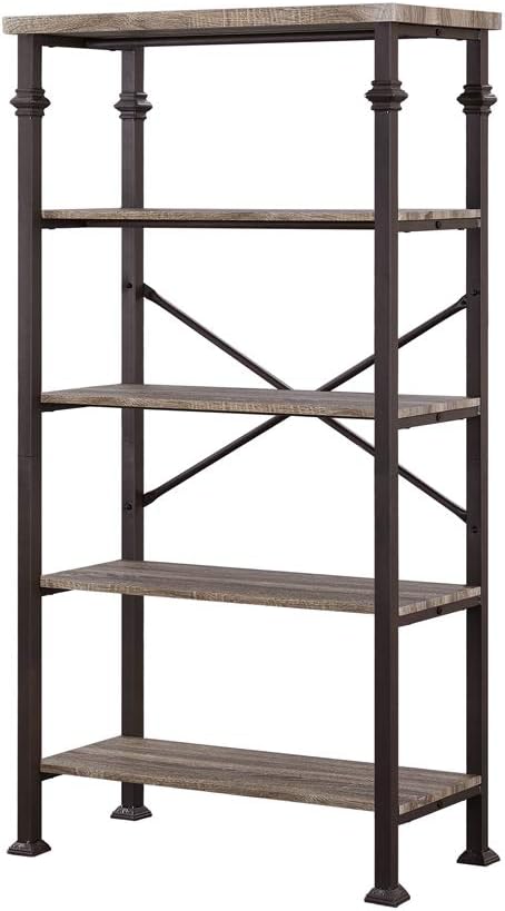 Hombazaar 5-Tier Modern Industrial Bookshelf with Sturdy Metal Frame, Large Book Shelves for Home and Office Organizer, 62.4’’Height: Furniture & Decor