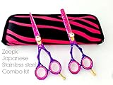 Hair Cutting Shears Hairstyling shears Combo Kit Cosmetology School Shears Pink Purple Color Barber Shears Beauty Shears set Convex Edge Right Handed High Quality Shears For Students