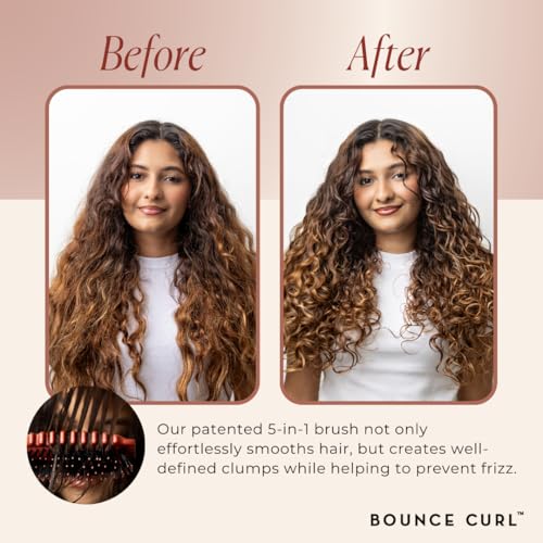 Bounce Curl Define EdgeLift Brush, 5-in-1 Tool for Effortlessly Defined Curls, Waves & Coils, Reduces Frizz - Pink