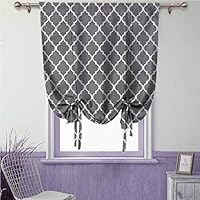 SONGDAYONE Grey Adjustable Thermal Insulated Tie Up Curtain Panel Barbed Country Inspired Modern Design W31 x L64 inch