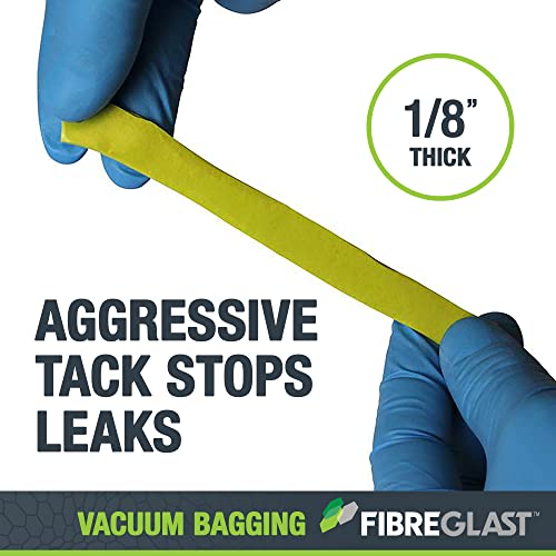 Fibre Glast High-Temp No-Leak Vacuum Seal Tape, Yellow, 25ft – Vacuum Bagging Supplies, Vac Purge Kits – for Carbon, Fiberglass, Epoxy & Resin Composites – Made in USA