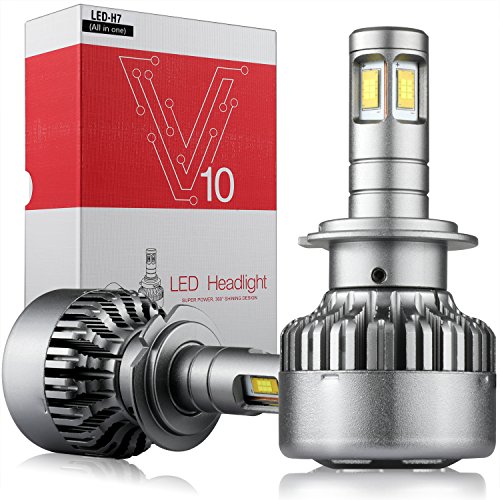 LED Headlight Bulbs GeeMai All-in-one Conversion Kit-H7,Super Bright 4 Top CSP Light Source, 360° No Dead Light,14000LM/100W,6500K White Light-50000 Hour Service Life.