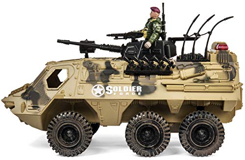 Memtes Military Fighter Army Truck Tank Toy with Mini Army Soldier with Lights and Sound