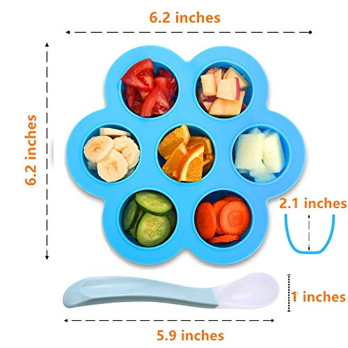 Silicone Egg Bites Molds 2 Pack Baby Food Storage Containers Freezer Trays with Lid and Baby Silicone Spoon for Instant Pot Accessories 5,6,8 qt Pressure Cooker