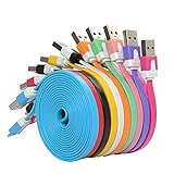 [ 5 Pack ]  Charging Charger Cable Cord For iPhone 5, 5S, 5C, SE, 6, 6S, 6 Plus Fabric Braided USB Lightning Cable Sync And Charging Cable Long Flat Nylon (3FT)